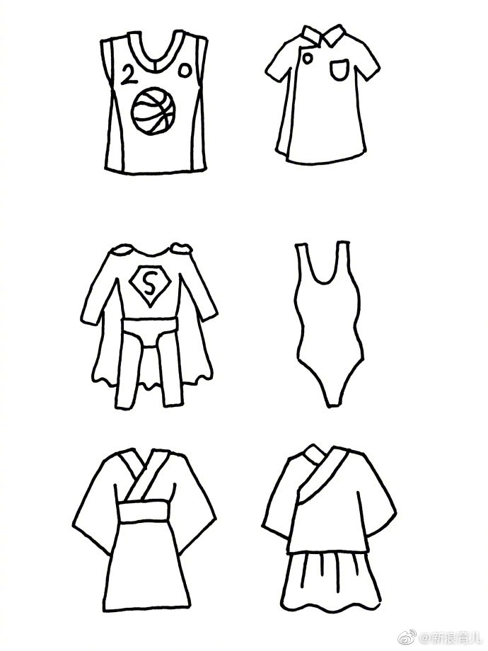 卡通服装简笔画 用线条勾勒时尚童趣